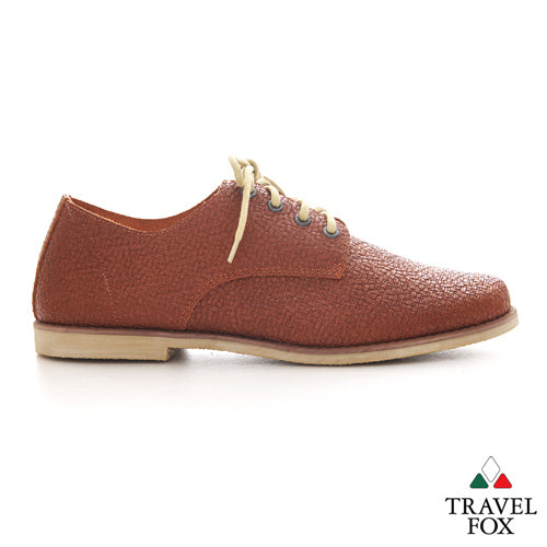 MEN'S EMBOSSED OXFORD DRESS SHOE - BRICK
