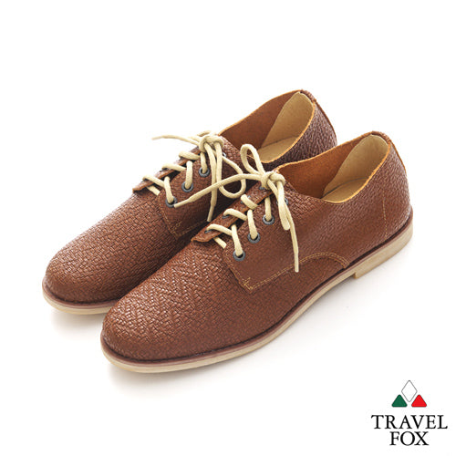 MEN'S EMBOSSED OXFORD DRESS SHOE - BROWN