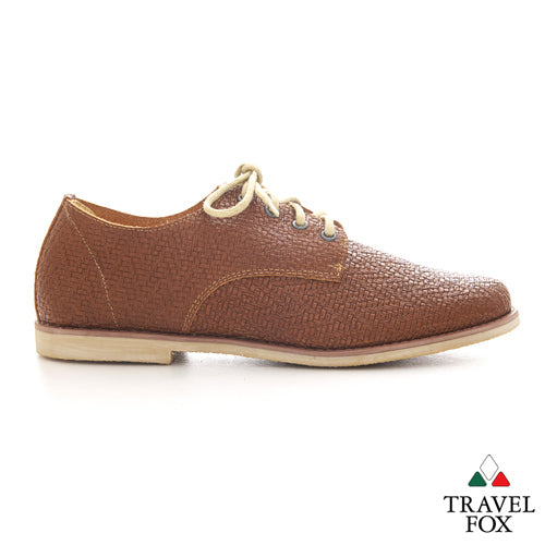 MEN'S EMBOSSED OXFORD DRESS SHOE - BROWN