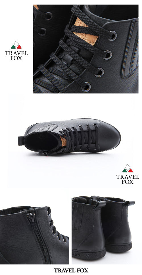 WOMEN'S BOOTIES with ZIPPER - BLACK NAPPA LEATHER