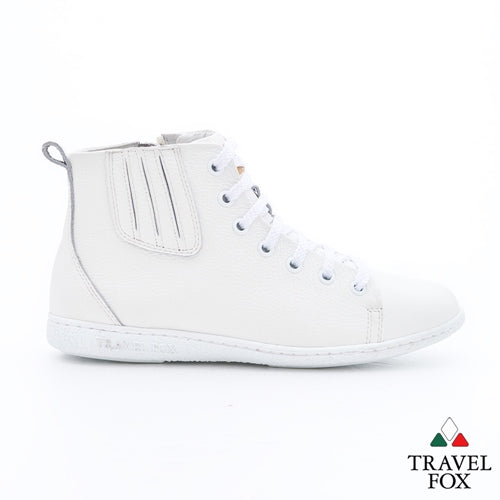 WOMEN'S BOOTIES with ZIPPER - WHITE NAPPA LEATHER