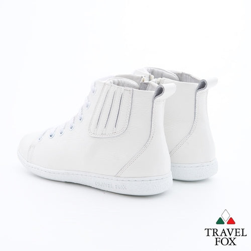 WOMEN'S BOOTIES with ZIPPER - WHITE NAPPA LEATHER