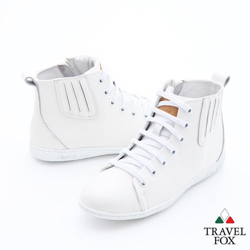 WOMEN'S BOOTIES with ZIPPER - WHITE NAPPA LEATHER