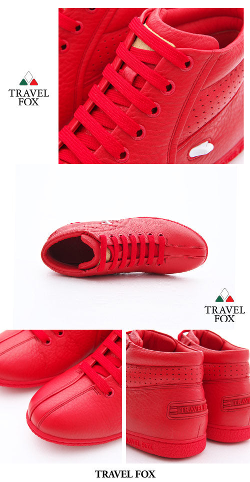 WOMEN'S BOOTIES with LACE LOCK - RED NAPPA LEATHER