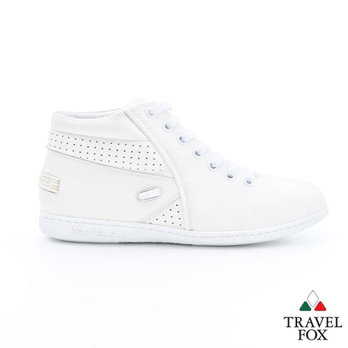 WOMEN'S BOOTIES with LACE LOCK - WHITE NAPPA LEATHER