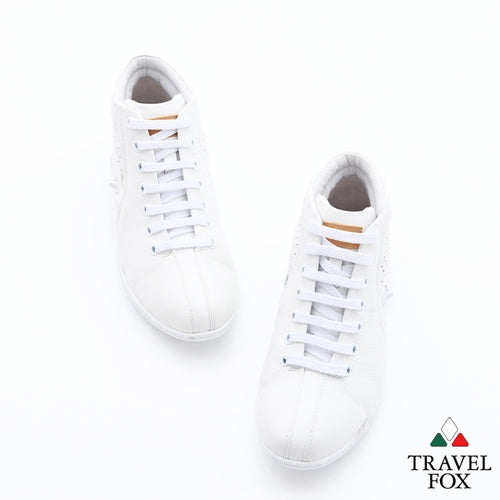 WOMEN'S BOOTIES with LACE LOCK - WHITE NAPPA LEATHER