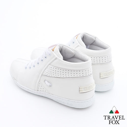 WOMEN'S BOOTIES with LACE LOCK - WHITE NAPPA LEATHER