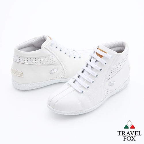 WOMEN'S BOOTIES with LACE LOCK - WHITE NAPPA LEATHER