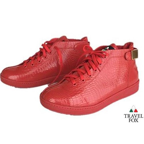 MEN'S 'MALIBU' PATENT LEATHER EMBOSSED SNAKE PRINT MIDS w/BUCKLE - RED
