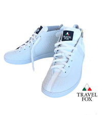 MEN'S 'MALIBU' EMBOSSED SNAKE PRINT MIDS w/BUCKLE - WHITE & LIGHT GREY