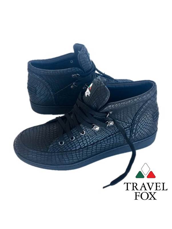 MEN'S 'CANCUN' EMBOSSED SNAKE PRINT MIDS - BLACK