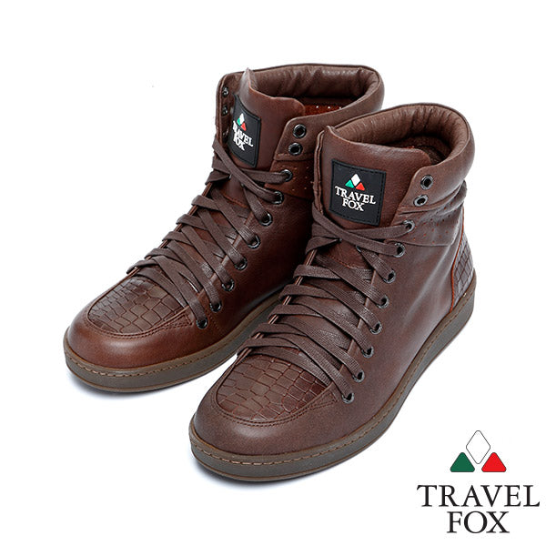 MEN'S 900 SERIES - EMBOSSED CROC PRINT DARK BROWN