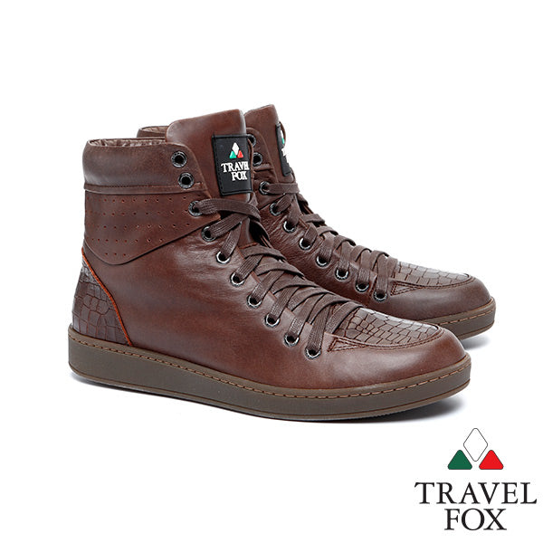 MEN'S 900 SERIES - EMBOSSED CROC PRINT DARK BROWN