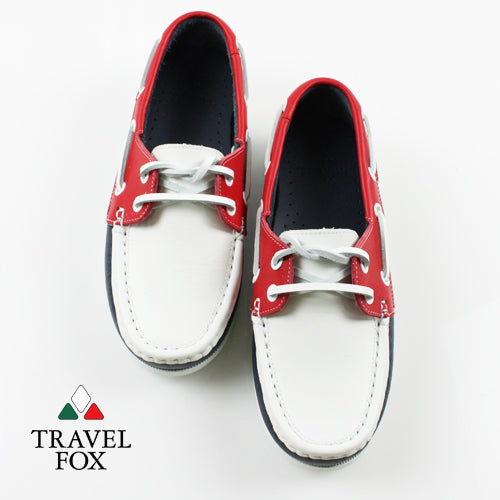 KIDS BOAT SHOES - NAPPA LEATHER RED/WHITE/NAVY