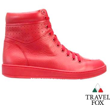 Travel Fox Unisex Classic 900 Nappa Leather Round Toe Lace-Up High-Tops Red Black / 10.5 Women/9 Men