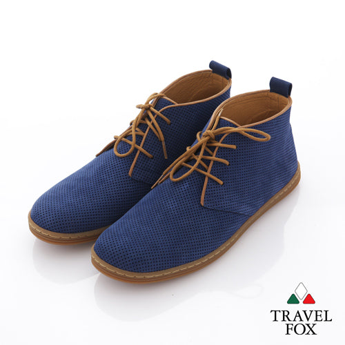 men's desert boots perforated suede blue - Main Image
