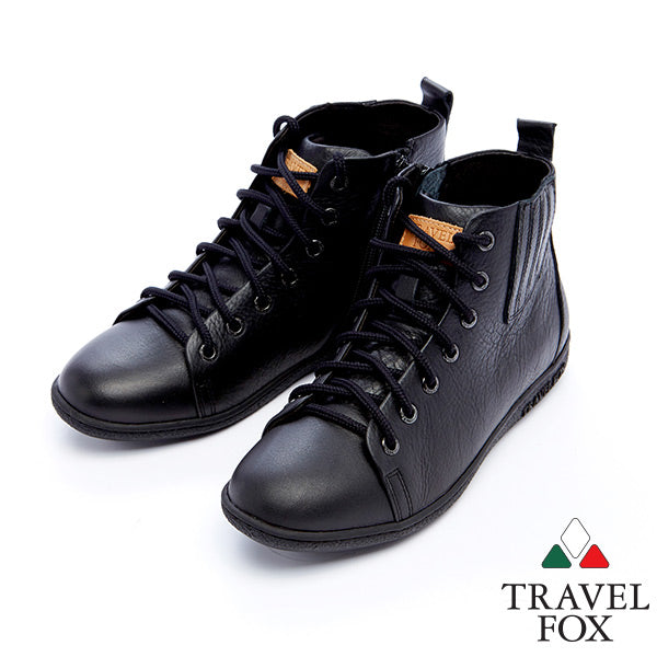 WOMEN'S BOOTIES with ZIPPER - BLACK NAPPA LEATHER