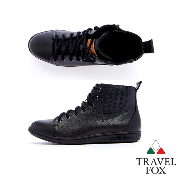 WOMEN'S BOOTIES with ZIPPER - BLACK NAPPA LEATHER