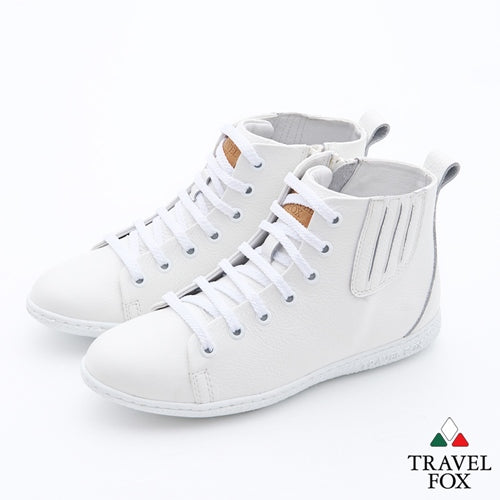 WOMEN'S BOOTIES with ZIPPER - WHITE NAPPA LEATHER